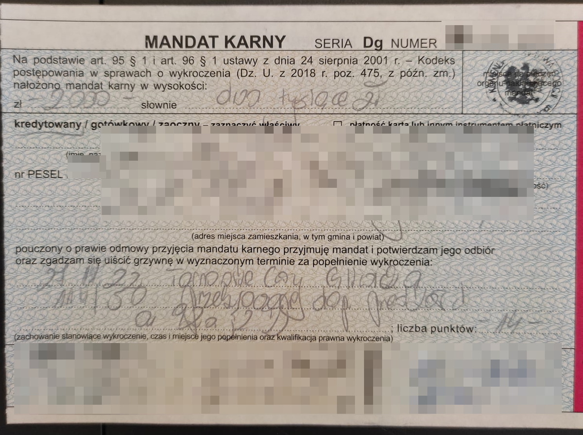 Druk mandatu karnego