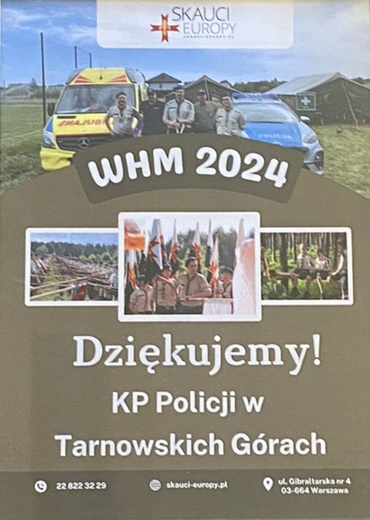 na zdjęciu podziękowanie dla tarnogórskiej policji 