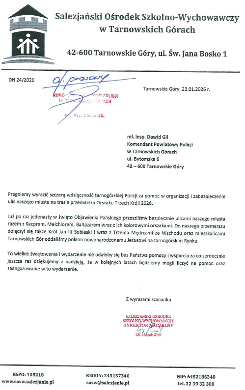 treść podziękowań