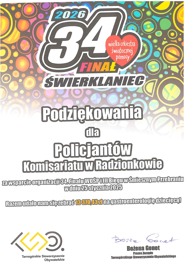 treść podziękowań