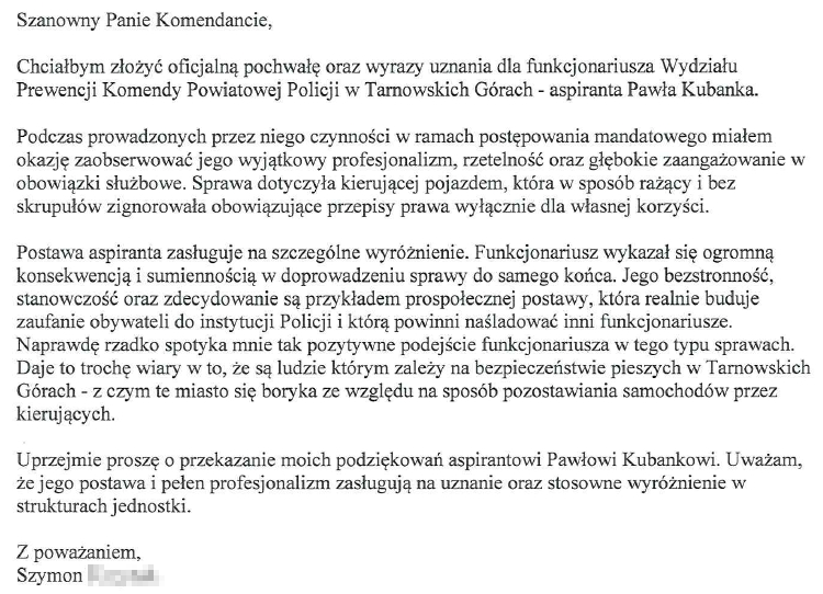 treść podziękowań