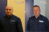 zdjęcie przedstawia wizerunki dzielnicowych mł. asp. Damiana Koniecznego oraz sierż. szt. Kajetan Bawecki