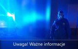 Grafika: Policjant ubrany w kombinezon ochronny, maskę  i gogle stoi obok policyjnego radiowozu. Tekst na grafice:  Uwaga! Ważne informacje
