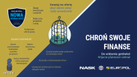 plakat informacyjny z grafiką i tekstem &quot;Chroń swoje finanse&quot;
