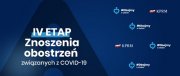 Grafika: niebieskie tło i tekst IV etap znoszenia obostrzeń