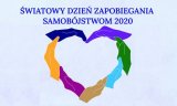 Grafika - serce ułożone z różnokolorowych dłoni. Tekst na grafice - Światowy Dzień Zapobiegania Samobójstwom 2020