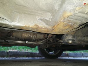 Na zdjęciu widać podwozie samochodu i katalizator