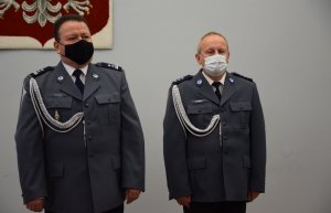 Na zdjęciu widać Komendanta Powiatowego Policji w Tarnowskich Górach młodszego inspektor Sławomira Bylickiego oraz Pierwszego Zastępcę Komendanta Powiatowego Policji w Tarnowskich Górach komisarza Waldemara Czaplę.