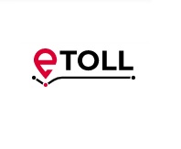 Logo systemu e TOLL. Na białym tle napis eTOLL