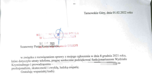 na zdjęciu podziękowania, treść w opisie