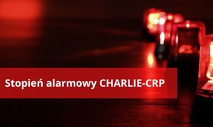 grafika z napisem stopień alarmowy charlie