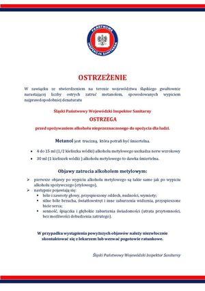 ostrzeżenie państwowej inspekcji sanitarnej