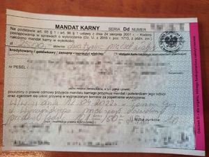 druk mandatu karnego