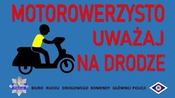 grafika przedstawia postać na motorowerze i napisy