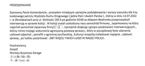 treść podziękowań