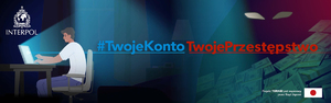kolorowa grafika z napisem i postacią przy komputerze