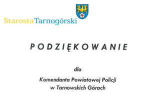 na grafice nagłówek podziękowań z logiem starostwa