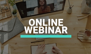 grafika z napisem webinar on line