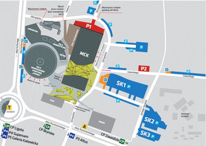 grafik przedstawiająca mapę okolic katowickiego spodka
