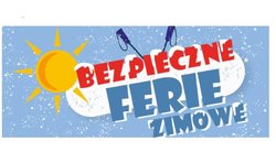 kolorowa grafika z napisem &lt;bezpieczne ferie zimowe&gt;