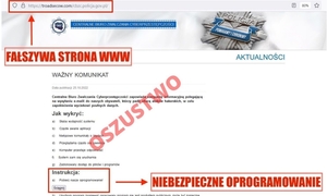 grafika z fałszywą stroną internetową