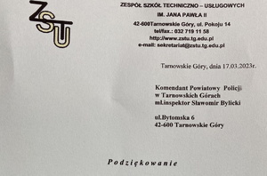 treść podziękowań dla komendanta