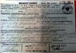 druk mandatu karnego