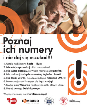 ulotka kampanii z napisem poznaj ich numery nie daj się oszukać