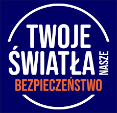 grafika na niebieskim tle z napisem twoje światła nasze bezpieczeństwo