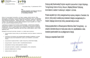 treść podziękowań