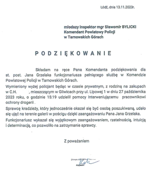 treść podziękowań