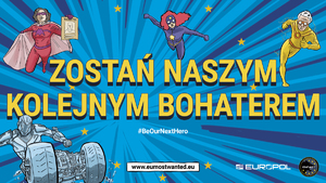 grafika z wizerunkiem bajkowych super bohaterów i napis zostań naszym kolejny bohaterem