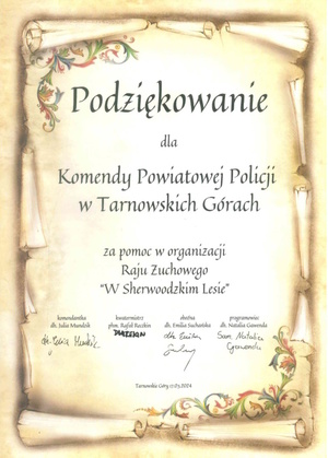 treść podziękowań