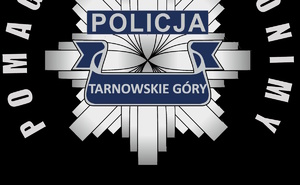 grafika z policyjną gwiazdą i napisem policja tarnowskie góry pomagamy i chronimy