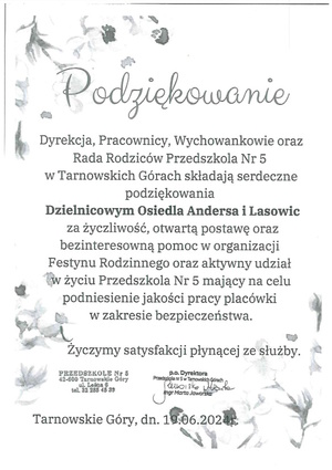 treść podziękowań