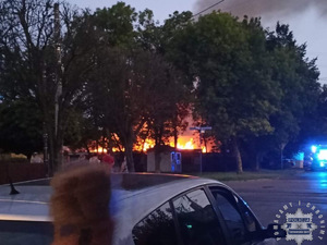 na zdjęciu widoczny ogień pomiędzy drzewami