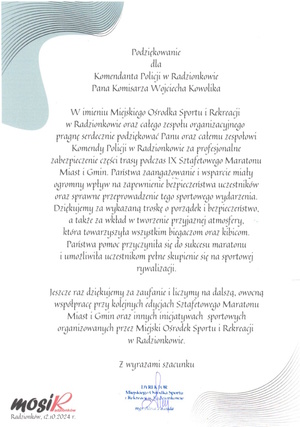 treść podziękowań