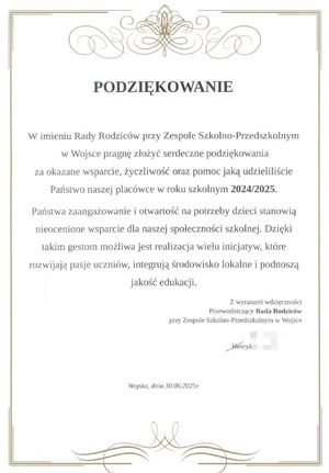 treść podziękowań