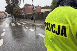 na zdjęciu policjant na drodze