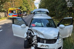 na zdjęciu samochód z uszkodzeniami