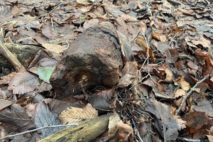 na zdjęciu niewybuch na ziemi