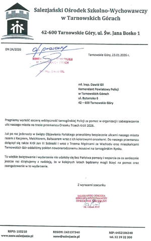 na zdjęciu treść podziękowań