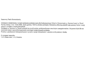 treść podziękowań