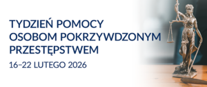 na zdjęciu temida i napis tydzień pomocy osobom pokrzywdzonym przestępstwem 16-22 lutego 2026