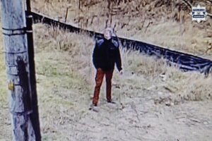 na zdjęciu osoba przy słupie energetycznym