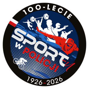 na grafice logo z okazji 100-lecia sportu w Policji
