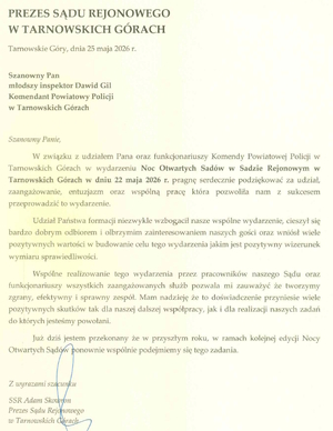 treść podziękowań