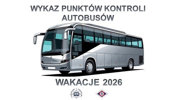 na grafice autokar i napis wykaz punktów kontroli autokarów wakacje 2026
