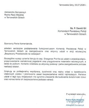 treść podziękowań