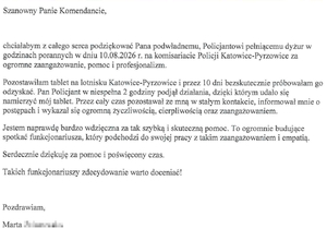 treść podziękowań
